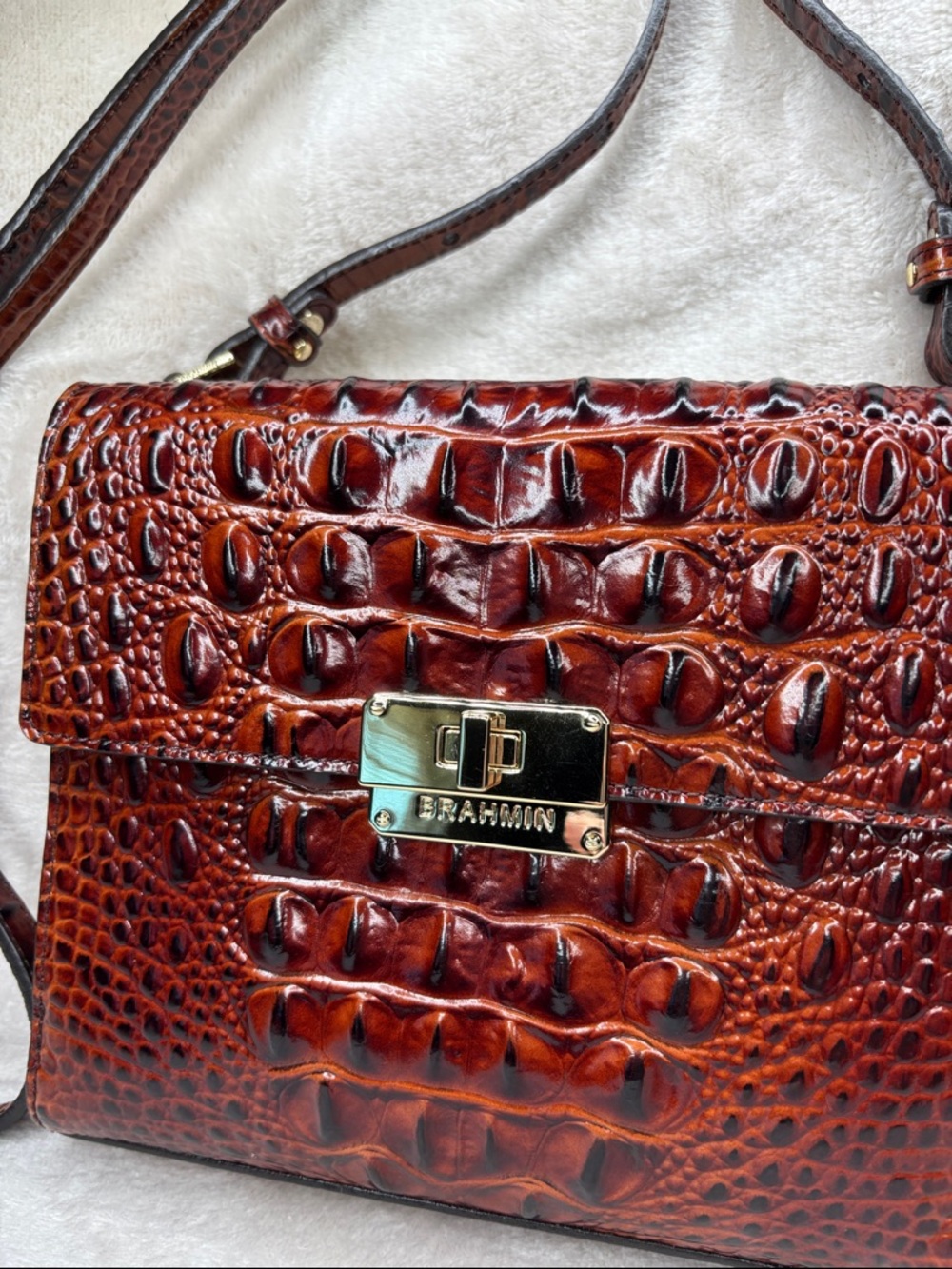 Brahmin Rare Manhattan Pecan Crossbody Bag - Picture 4 of 10